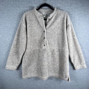 Vintage L.L. Bean Women’s Sherpa Fleece Large L Pullover Buttons